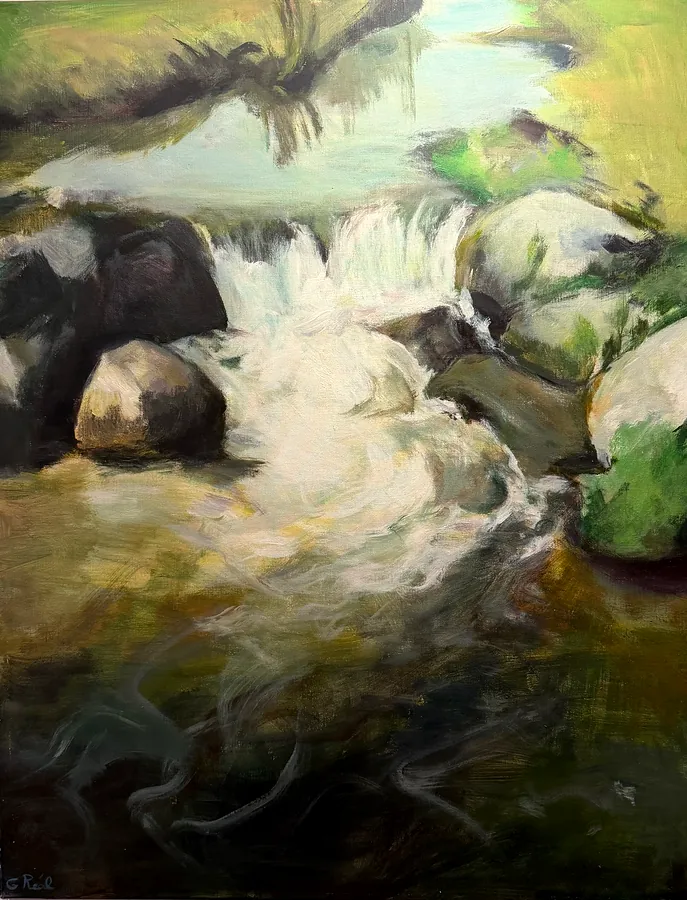 « La cascade », huile sur toile de Geneviève Réal