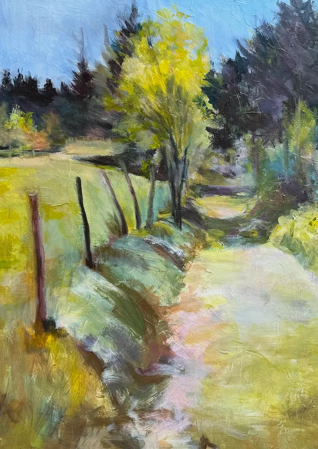 « Chemin au printemps », huile sur toile de Geneviève Réal