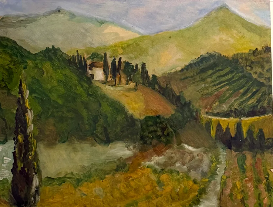 « Toscane », peinture sur papier de Geneviève Réal